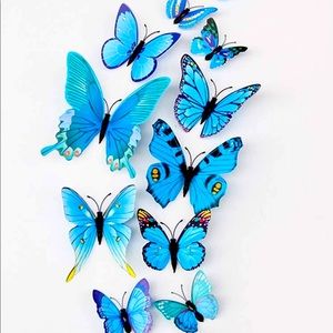 12 pcs blue butterflies stickers